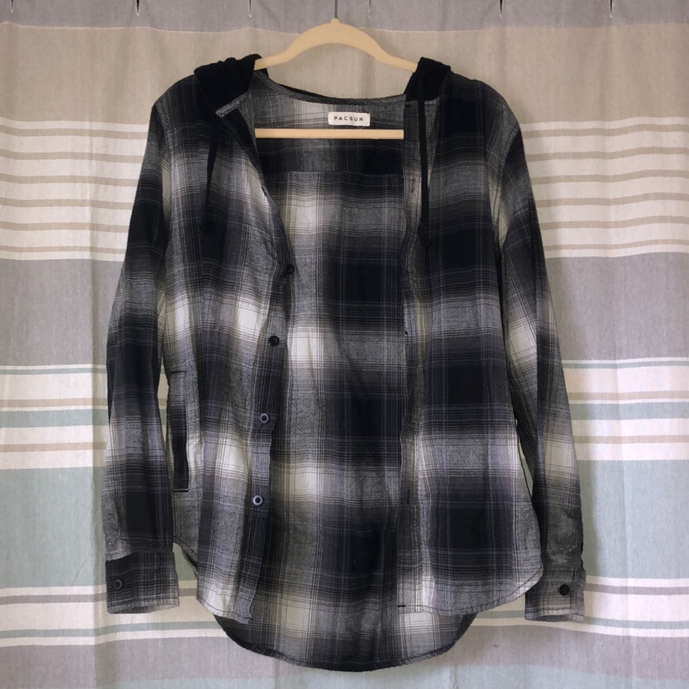 PacSun Hooded Flannel Shirt